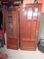 2 houten deuren met bewerkt glas, Doe-het-zelf en Bouw, Ophalen, Glas