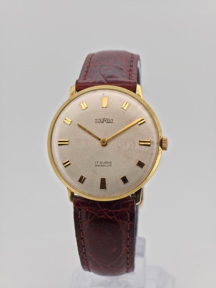 Vintage Tourist Zwitsers Dress horloge - AS 1525/1526, Handtassen en Accessoires, Horloges | Heren, Zo goed als nieuw, Polshorloge