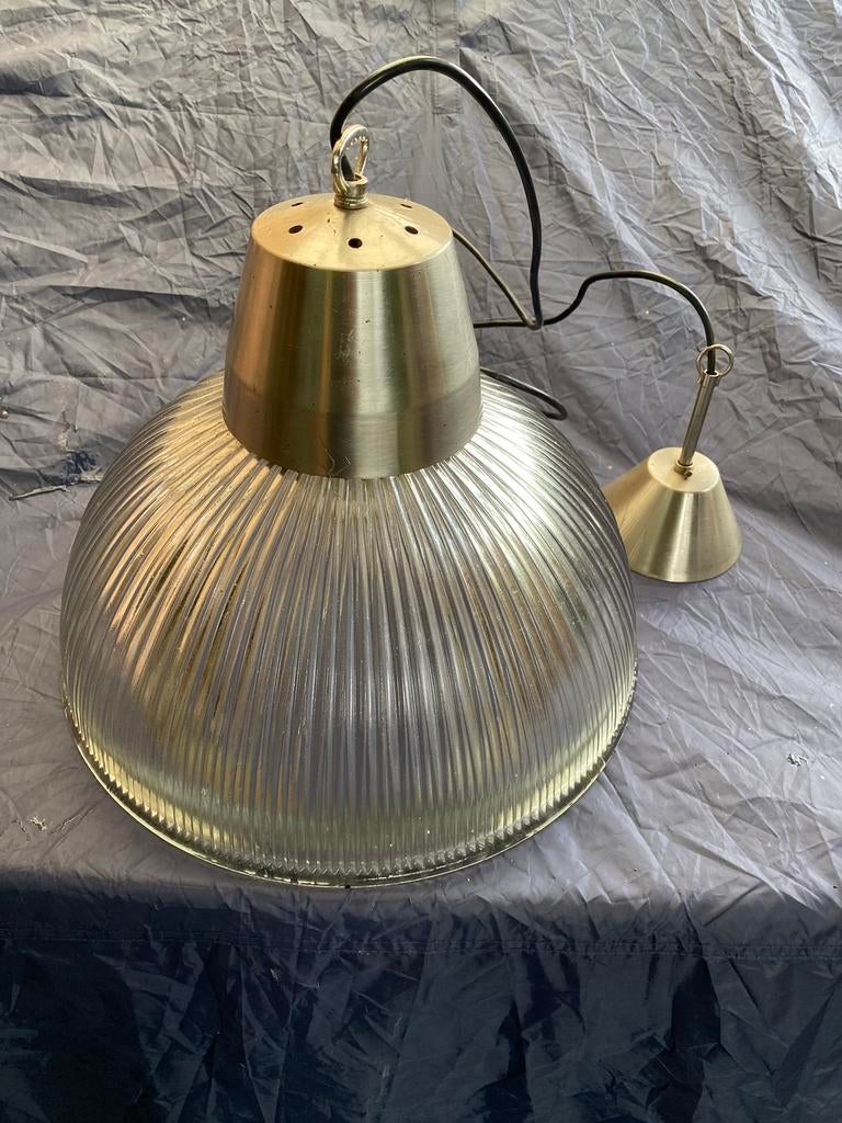 Lampe suspendue Holophane, Maison & Meubles, Enlèvement, Utilisé, Verre, Klassiek, vintage