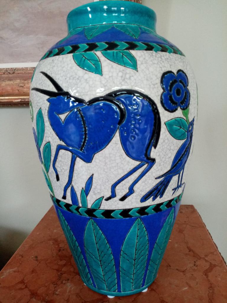 Vase Boch frères keramis Catteau la maîtrise art déco animal, Antiquités & Art, Antiquités | Vases