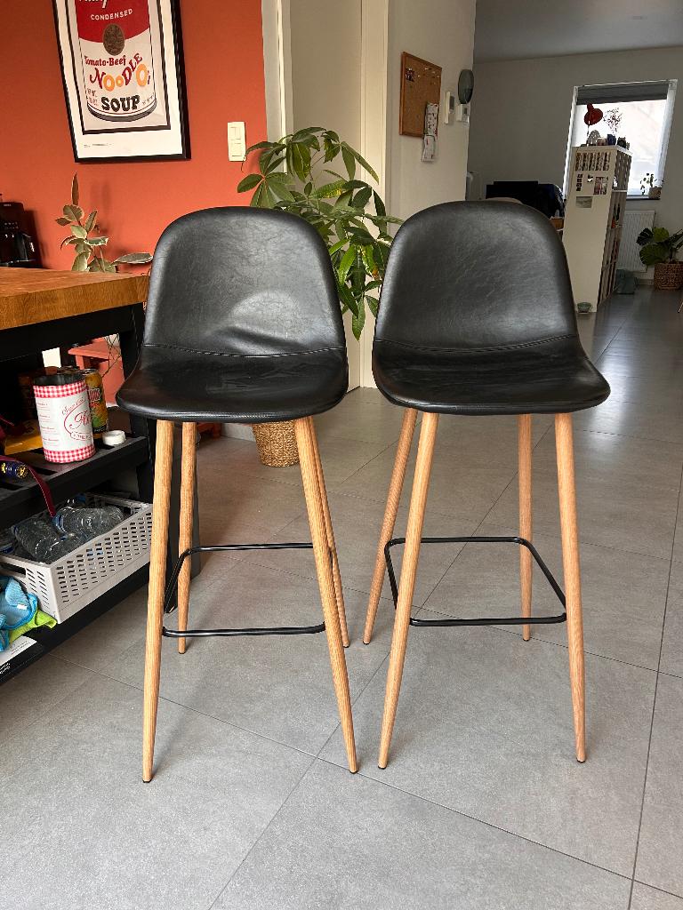 2 BARKRUKKEN JYSK / zwart, Huis en Inrichting, 2 krukken, Ophalen, Zo goed als nieuw, 60 tot 90 cm