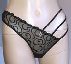 String zwart asymmetrisch kant met strass Lascana S, Kleding | Dames, Ophalen of Verzenden, Zwart, String