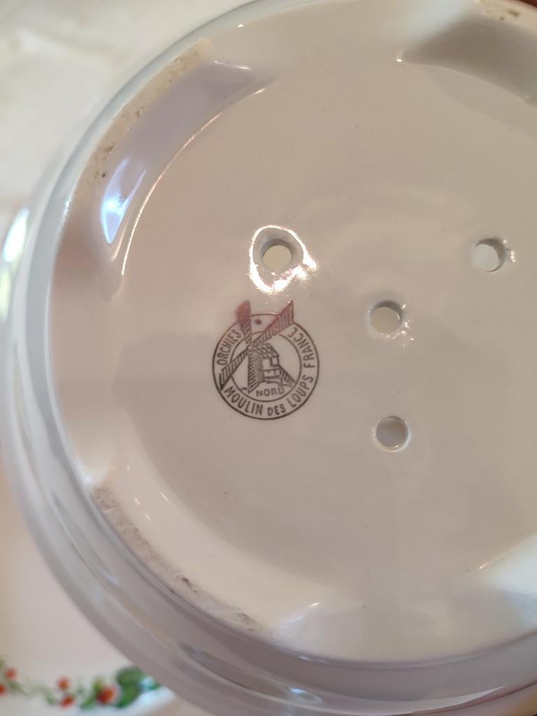 Fraisier avec 6 coupes, Orchies/Moulin des Loups, Antiek en Kunst, Antiek | Schalen, Ophalen