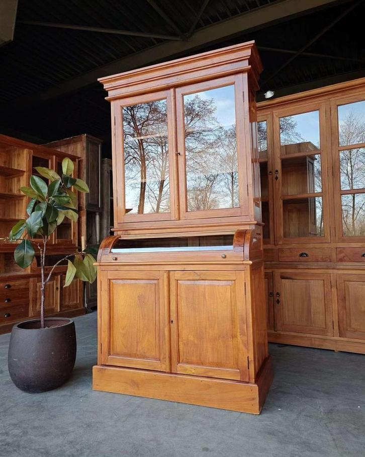 Antieke teakhouten grutterskast | Apothekerskast teak #2695, Antiek en Kunst, Antiek | Meubels | Kasten, Ophalen of Verzenden