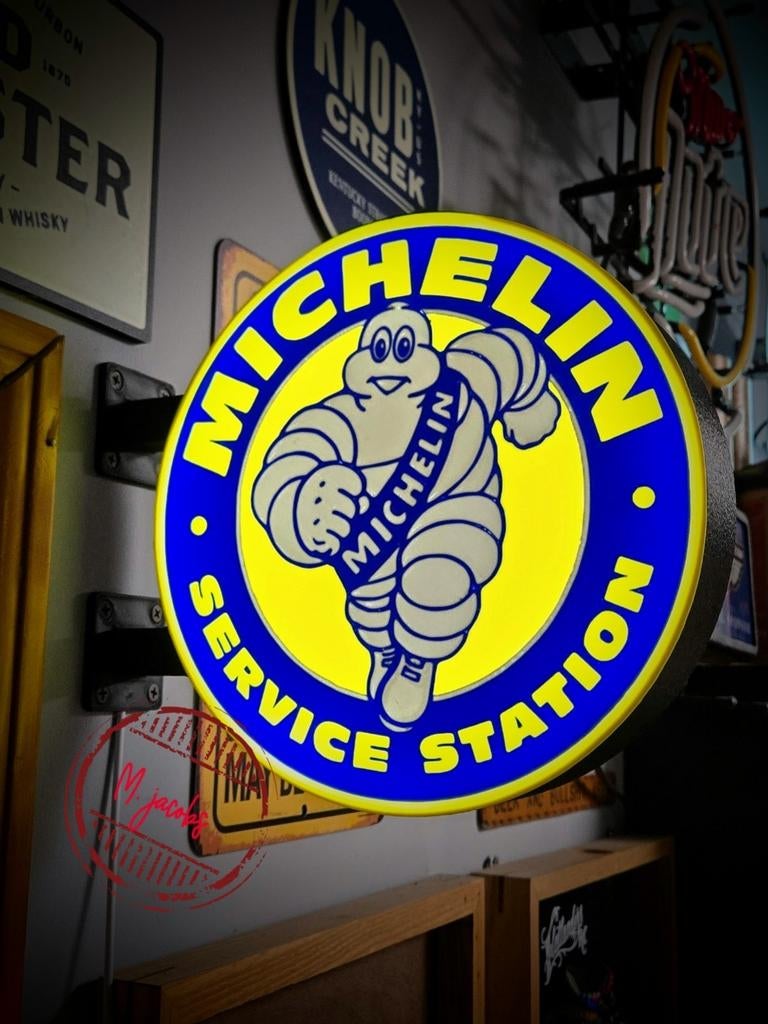 Deze dubbele Michelin reclamebak heeft heldere LED., Verzamelen, Merken en Reclamevoorwerpen, Nieuw, Lichtbak of (neon) lamp, Ophalen of Verzenden
