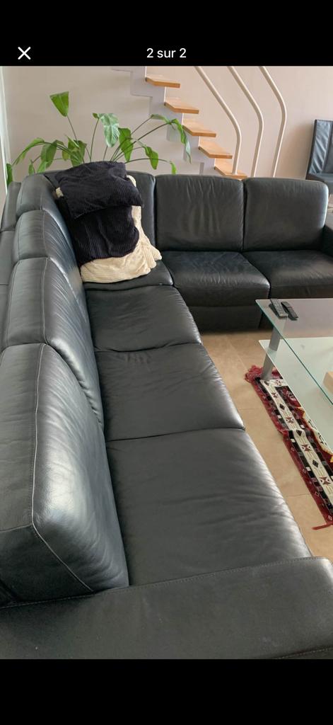 Salon véritable cuir 6 places, Maison & Meubles, Canapés | Coins salons complets, Enlèvement, Cuir