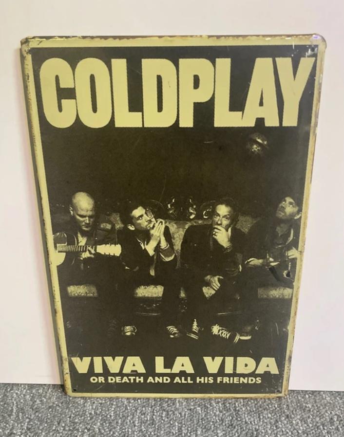 Plaque métallique 30/20cm Coldplay, Collections, Envoi, Utilisé, Autres types