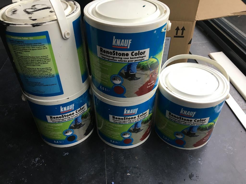 Knauf renostone verf 2.5L (4 potten +3/4)prijs per pot, Doe-het-zelf en Bouw, Verf, Beits en Lak, Nieuw, Verf, 5 tot 10 liter