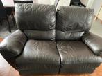 Gratis donkerbruine leren relaxzetels driezit en tweezit, Ophalen, Gebruikt, Leer, Rechte bank
