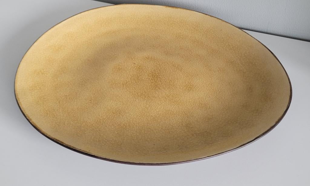 Okergeel bord met bruine onderzijde, Ophalen, Nieuw