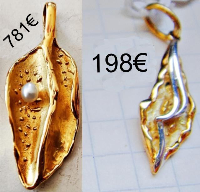 Pendentifs NEUFS en or 18K en forme de pépite d'or stylisée, Enlèvement ou Envoi, Or, Or