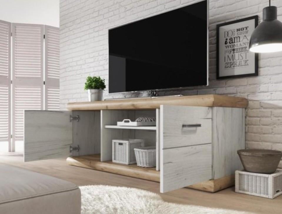 Tv meubel landelijk wit/lichte eik, Enlèvement