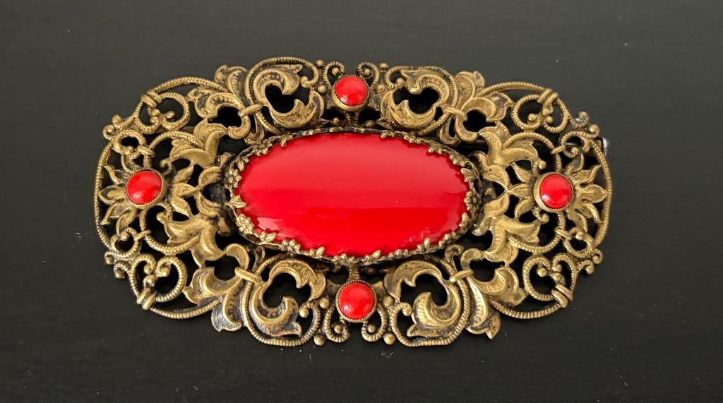 Ancienne Broche Tchèque 1960, Bijoux, Sacs & Beauté, Bijoux anciens, Enlèvement ou Envoi, Autres matériaux, Broche