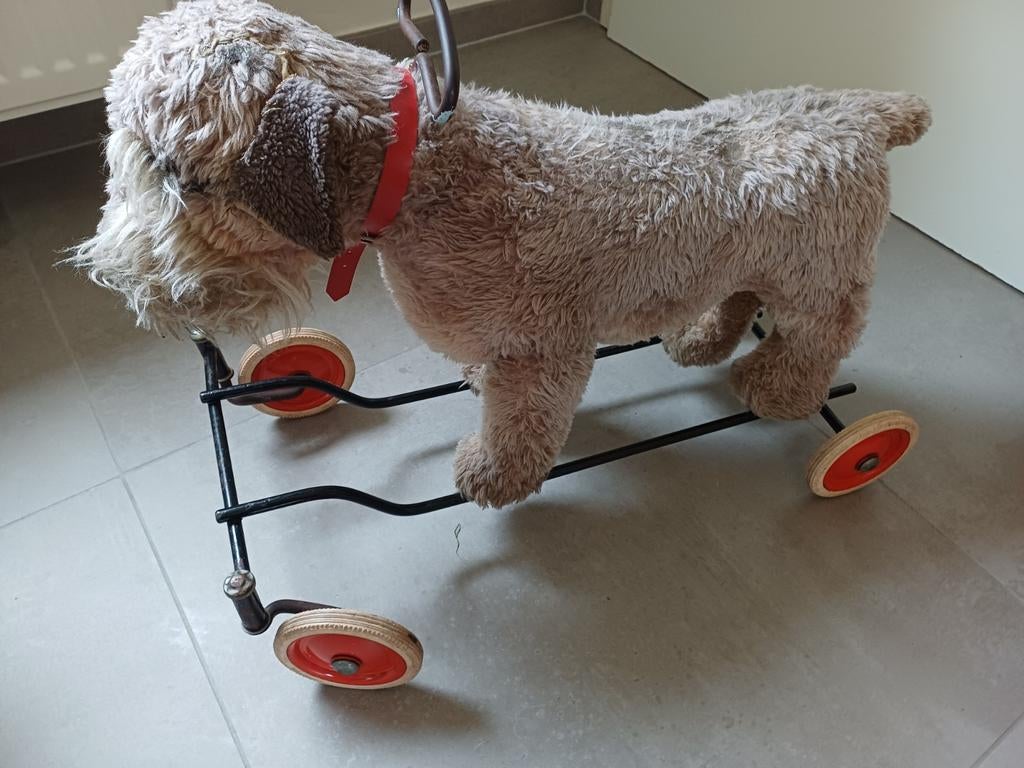 Antieke Steiff Fox Terrier op wielen jaren '50 - '60, Ophalen