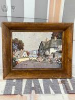 Ernest Uden 1940 ingelijst schilderij Engeland Cottage dorp, Antiek en Kunst, Ophalen of Verzenden