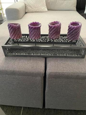 Tafelstuk - 4 kaarsen in hout (zwart geschilderd)