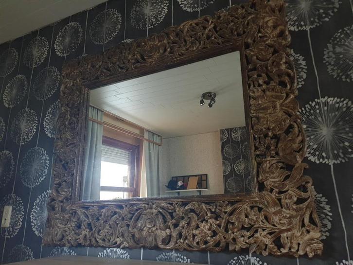 spiegel met houten frame, Maison & Meubles, Accessoires pour la Maison | Miroirs, Comme neuf, Rectangulaire, Enlèvement