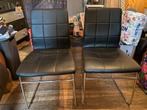 Lot de 2 chaises en simili cuir noir, Maison & Meubles, Noir, Cuir