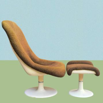 Retro space age fauteuil met voetensteun beschikbaar voor biedingen