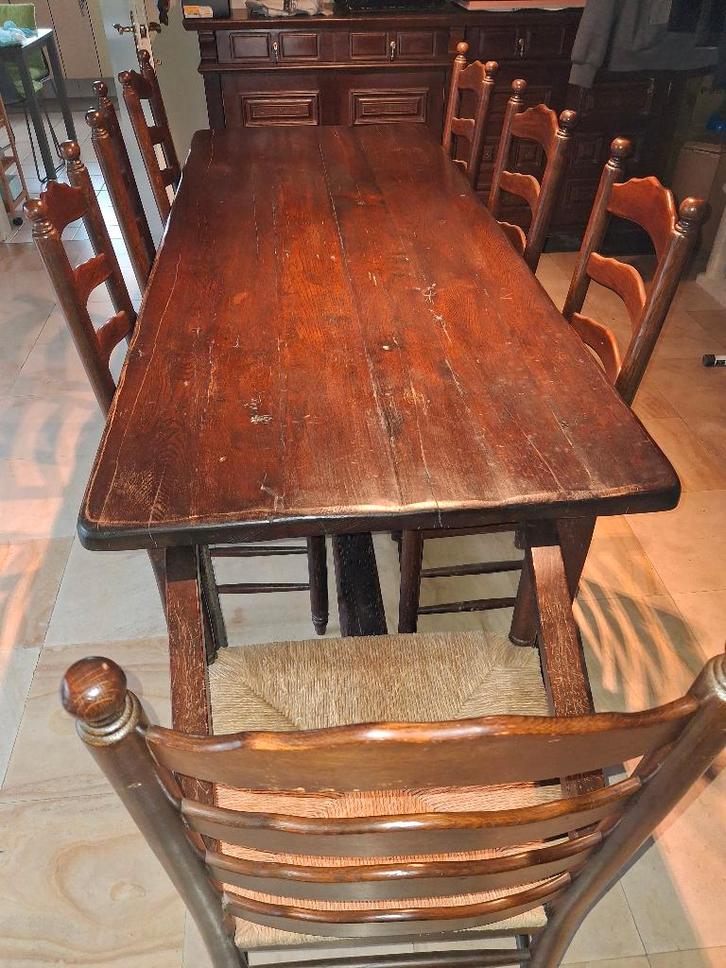 kloostertafel, Huis en Inrichting, Tafels | Eettafels, Gebruikt, 50 tot 100 cm, 200 cm of meer, Vijf personen of meer, Rechthoekig