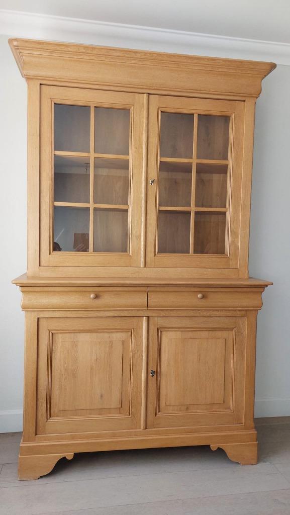 Louis Philippe Copy antiek -Dressoir -Vitrine kast -spiegel, Huis en Inrichting, Kasten | Vitrinekasten, Zo goed als nieuw, Met lade(s)