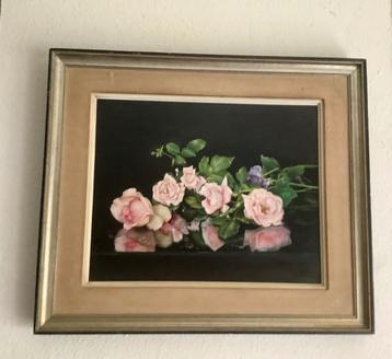 Huile sur panneau : lit de roses d’Anne Tine Vereeck