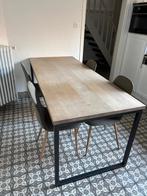 Eettafel met massief eiken blad 4cm dik, Huis en Inrichting, Tafels | Eettafels, Ophalen, Zo goed als nieuw