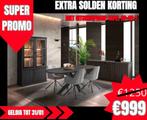 SUPER PROMO !! Eetkamer Brentford Blackwood, Huis en Inrichting, Ophalen of Verzenden, Nieuw, Minder dan 4 stoelen