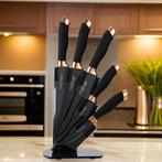 Ensemble de couteaux Cheffinger support — 6x en or rose noir, Maison & Meubles, Cuisine | Couverts, Neuf, Résiste au lave-vaisselle