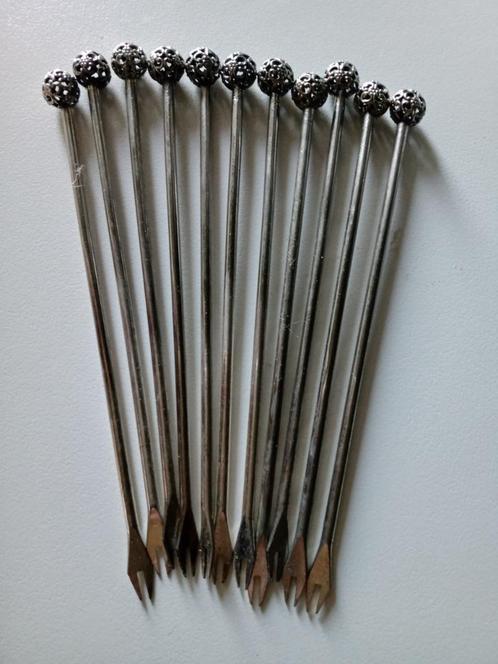 Set van 12 antieke metalen slakkenpinnen, Antiek en Kunst, Antiek | Bestek, Ophalen of Verzenden