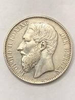 Munt zilver België 2 FR Leop II jaartal 1887 zeldzaam mooi !, Enlèvement ou Envoi, Monnaie en vrac, Argent, Argent