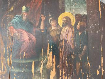 17e-eeuws religieus schilderij  “Christus voor Kajafas” beschikbaar voor biedingen