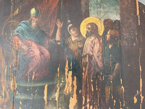 17e-eeuws religieus schilderij  “Christus voor Kajafas”, Antiek en Kunst, Kunst | Schilderijen | Klassiek, Ophalen