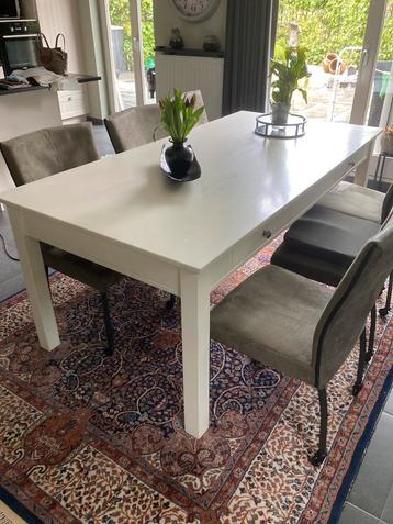 Eettafel eik wit, Huis en Inrichting, Tafels | Eettafels, Ophalen, Gebruikt, Eikenhout, 50 tot 100 cm