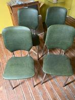 Vintage eetkamer stoelen in groene skai, Ophalen, Gebruikt, Kunststof, Vier