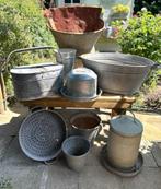 9-delige zinken PARTIJ- zink-brocante/vintage/tuindecoratie, Antiek en Kunst, Curiosa en Brocante, Ophalen