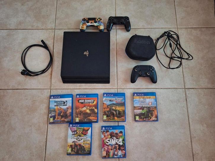 Ps4 pro + nacon pro controller + 2 controllers en 6 games, Games en Spelcomputers, Spelcomputers | Sony PlayStation 4, Zo goed als nieuw