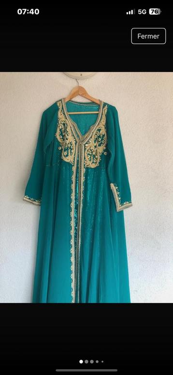 Robe marocaine /kaftan /lebsa turquoise beschikbaar voor biedingen