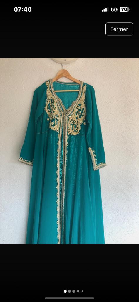 Robe marocaine /kaftan /lebsa turquoise, Kleding | Dames, Gelegenheidskleding, Zo goed als nieuw, Ophalen of Verzenden