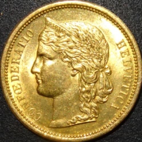 Goud - Zwitserland - 20 Francs - Libertas - 1883, Postzegels en Munten, Munten | Europa | Niet-Euromunten, Losse munt, Overige landen