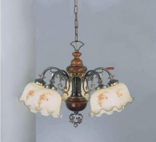 Classic Italian chandelier 5 lights, model L.2263/5, Huis en Inrichting, Lampen | Kroonluchters, Zo goed als nieuw, Glas, Metaal