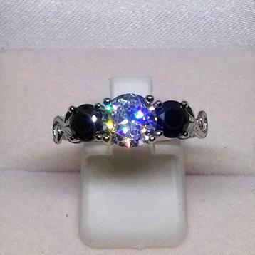 Bague argent 925 zircon spinelles N°7., Neuf, Enlèvement ou Envoi, Plus petit que 17, Femme