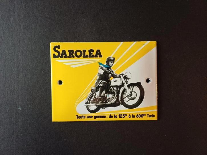 Emaille gebold SAROLEA reclame plaat reclamebord, Collections, Marques & Objets publicitaires, Comme neuf, Panneau publicitaire