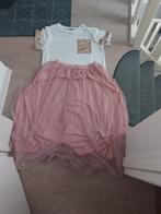 Setje roze rok met wit t-shirt met glitters maat L, Ophalen of Verzenden, Zo goed als nieuw