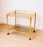 Vintage messing serveerwagen / trolley / theewagen / barcart, Ophalen, 50 tot 100 cm, Vintage, Zo goed als nieuw