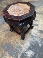 AntiK plantenstandaard, mahoniehouten blad Chinees marmer, Ophalen