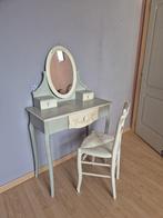 Magnifique coiffeuse - commode patinée à l'ancienne + chaise, Ophalen, Gebruikt, 100 tot 150 cm, 50 tot 100 cm