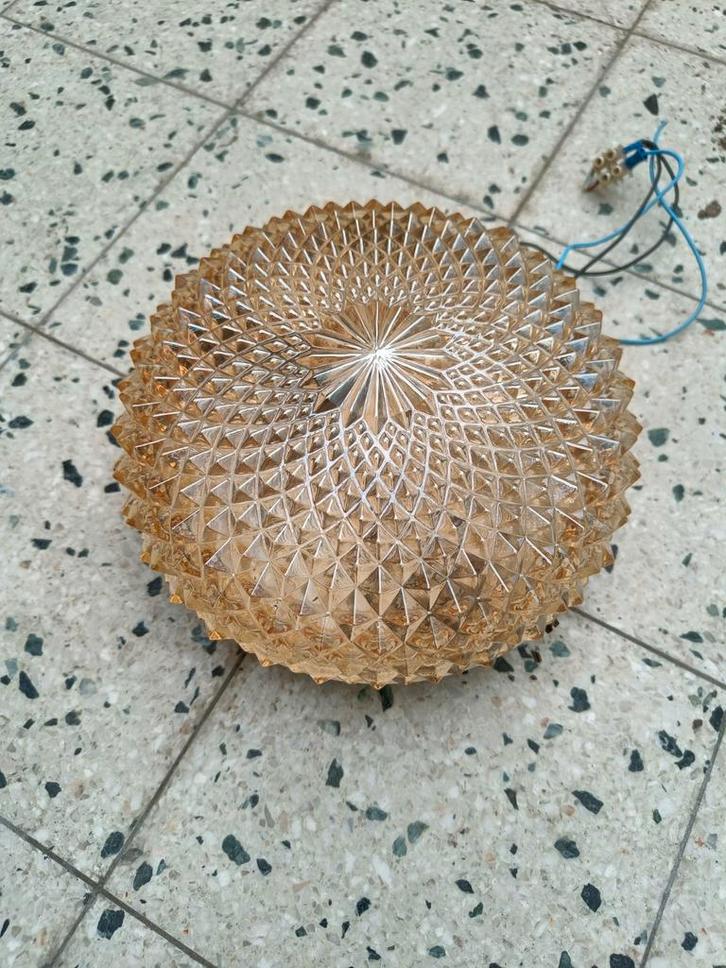 Vintage parelmoer plafondlamp jaren 60, Huis en Inrichting, Lampen | Plafondlampen, Gebruikt, Ophalen of Verzenden