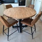 Ronde eetplaats met 4 hoge stoelen, Ophalen, Zo goed als nieuw