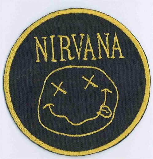 Nirvana stoffen opstrijk patch embleem #1, Verzamelen, Muziek, Artiesten en Beroemdheden, Nieuw, Kleding, Verzenden